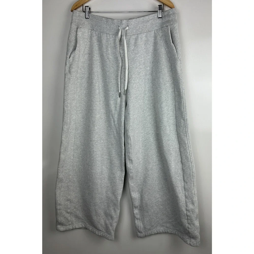 Lululemon Scuba Mid-Rise Wide-Leg Pant Full Length Heathered Light Gray Size 14 - Picture 14 of 14